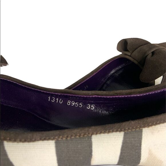 Escada Laurél Canvas Suede Bow Zebra Print Pointed Toe Flats - Picture 7 of 9